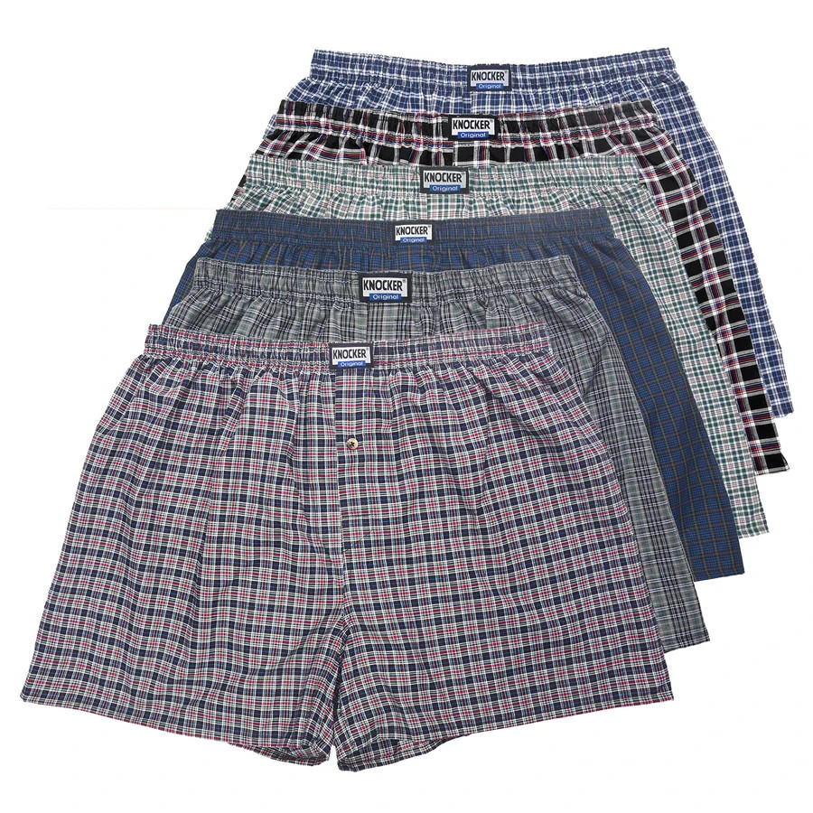 Pack of 6 Plaid KNOCKER MEN’S COTTON BOXER SHORTS Size S M L XL 2XL 3XL