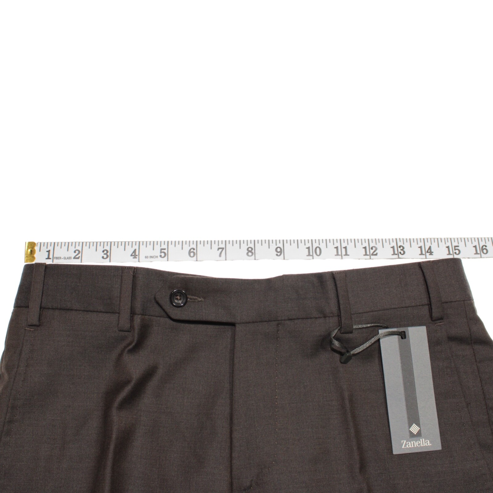 Zanella Platinum NWT Dress Pants Size 30 US Parker In Solid Brown 100% Wool