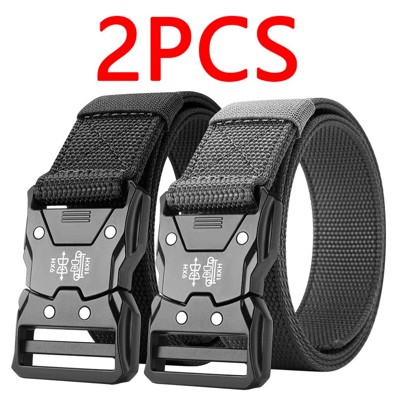 2pcs Tactical Waist Belt Automatic Buckle Durable Outdoor Unisex Belt