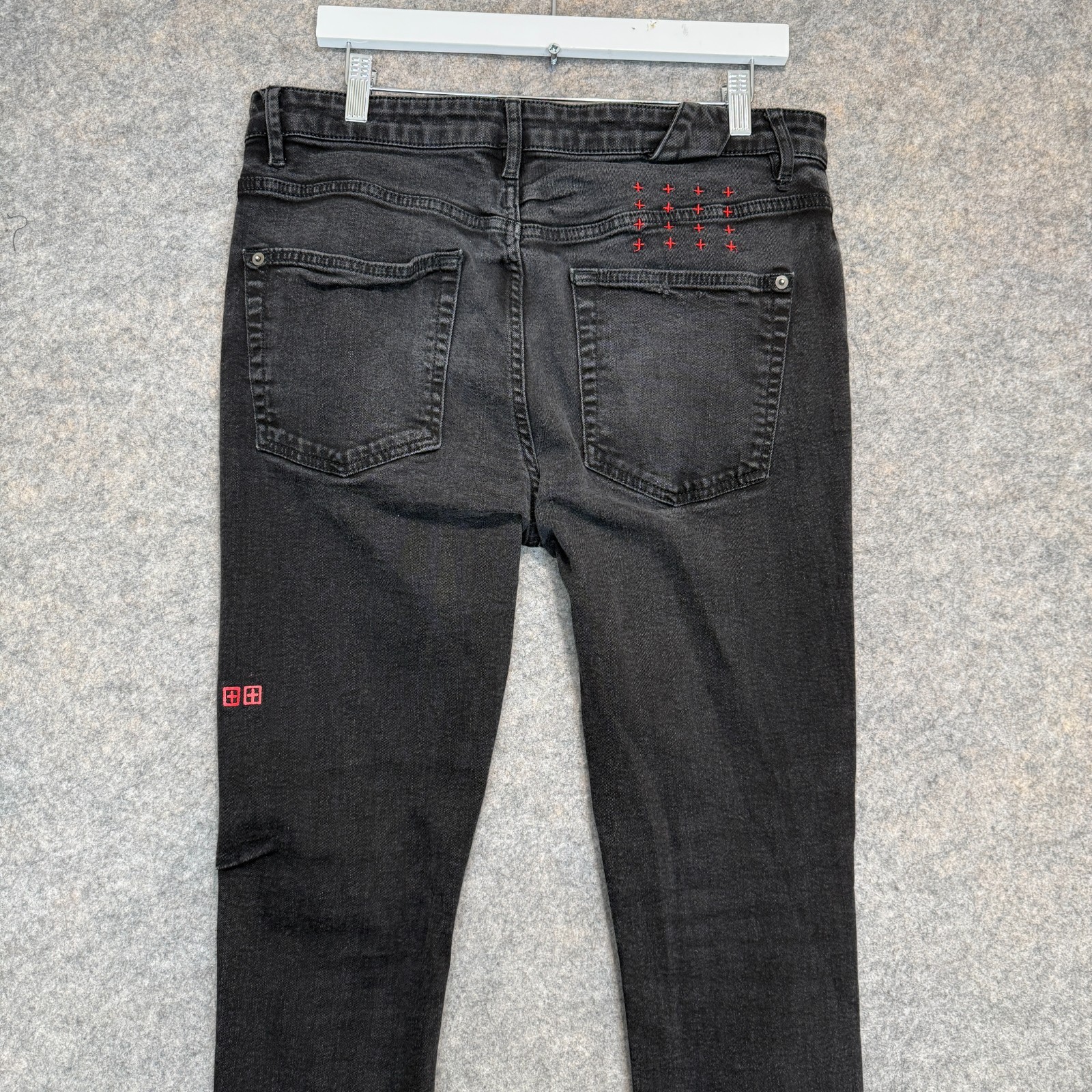 Ksubi Van Winkle Skinny Jeans Mens 34 34×30 Cross Embroidery Button Fly Rocker