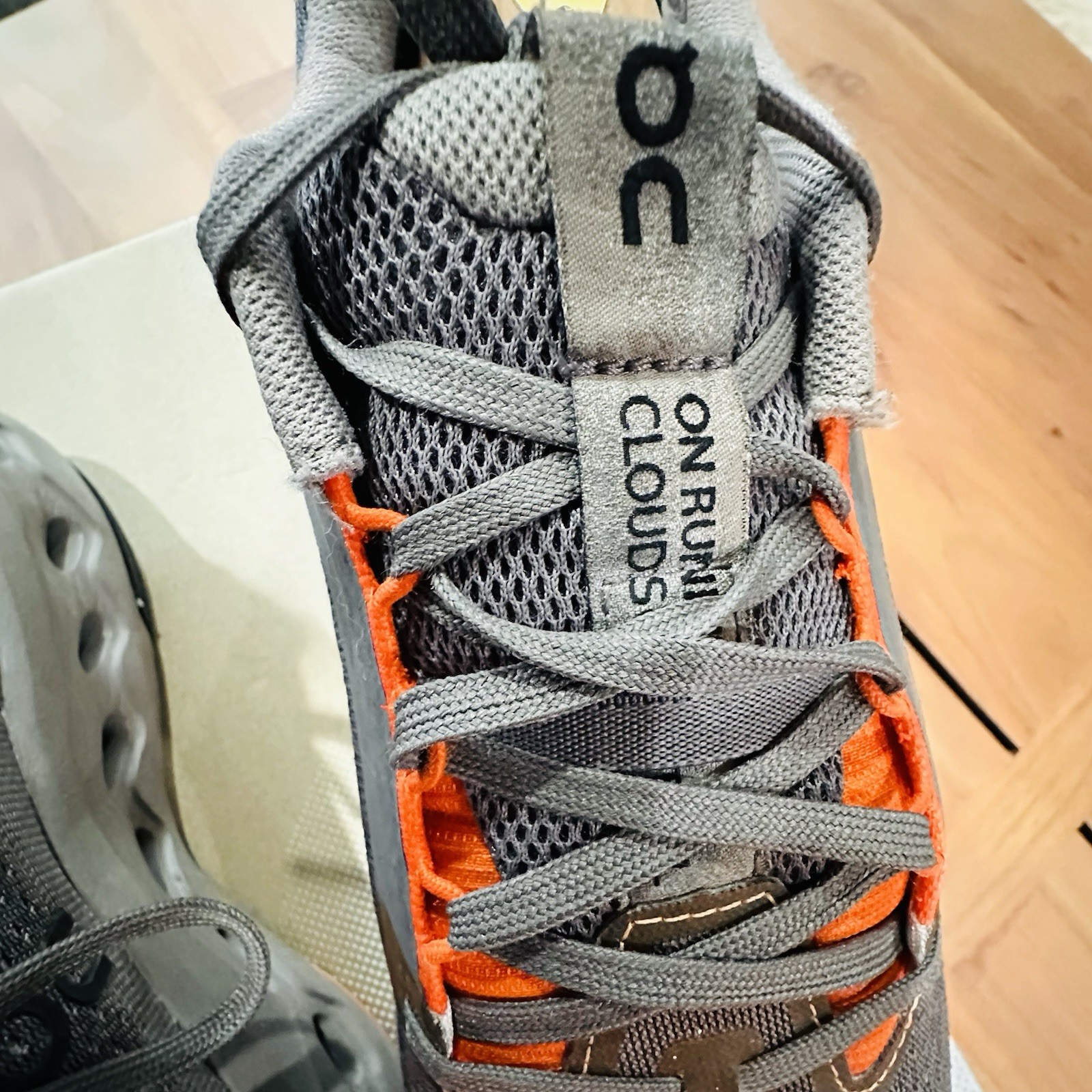 On Cloudsurfer Trail Sz 9 Gray Orange Running Shoes – Waterproof & Clean