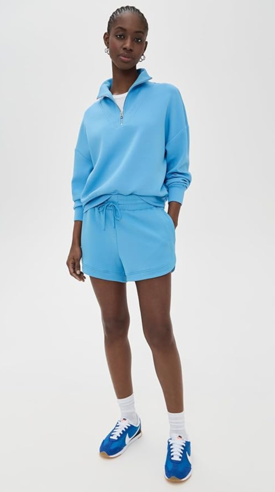 Varley Womens Hawley Half Zip Sweatshirt Double Soft Blue Size L New w/ Defects