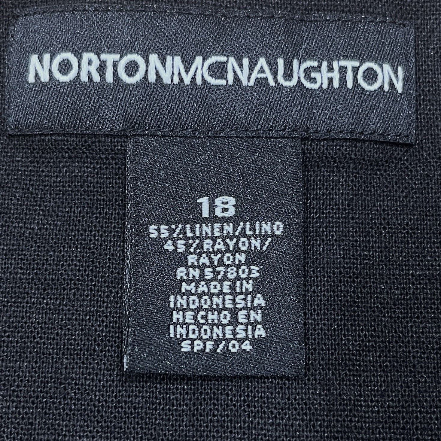 Norton Mcnaughton Linen Blend Blouse Womens 18 Black Floral Stitching Lagenlook