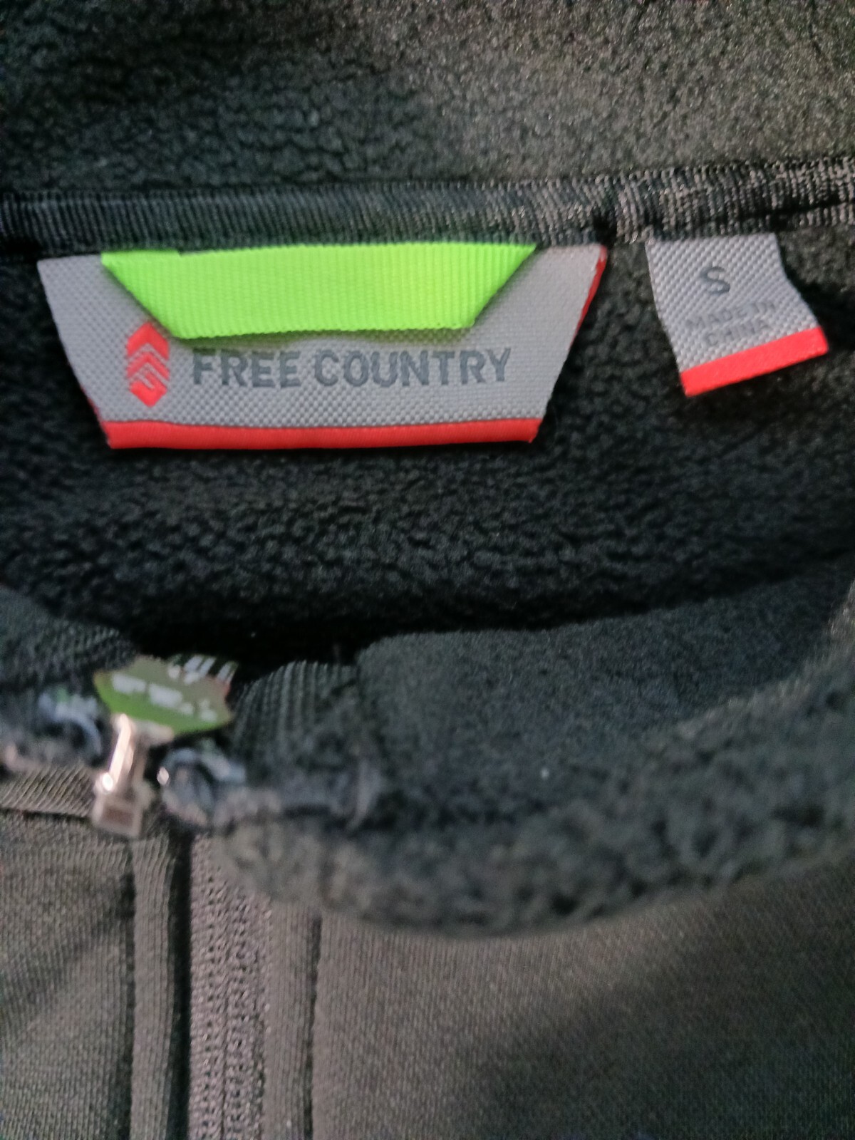 FREE COUNTRY Mens Jacket Jet Black Zip-Up Hang Out Fleece Size Small