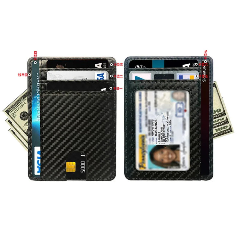 For Men Leather Wallet RFID Blocking Credit Card Holder ID Window Front Pocket
