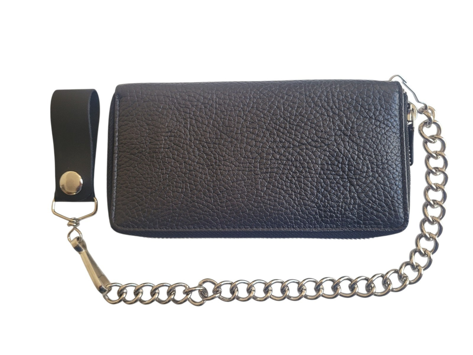 Rustic Genuine Leather Biker Wallet W/ Chain Brown Bi-Fold Trucker Wallet
