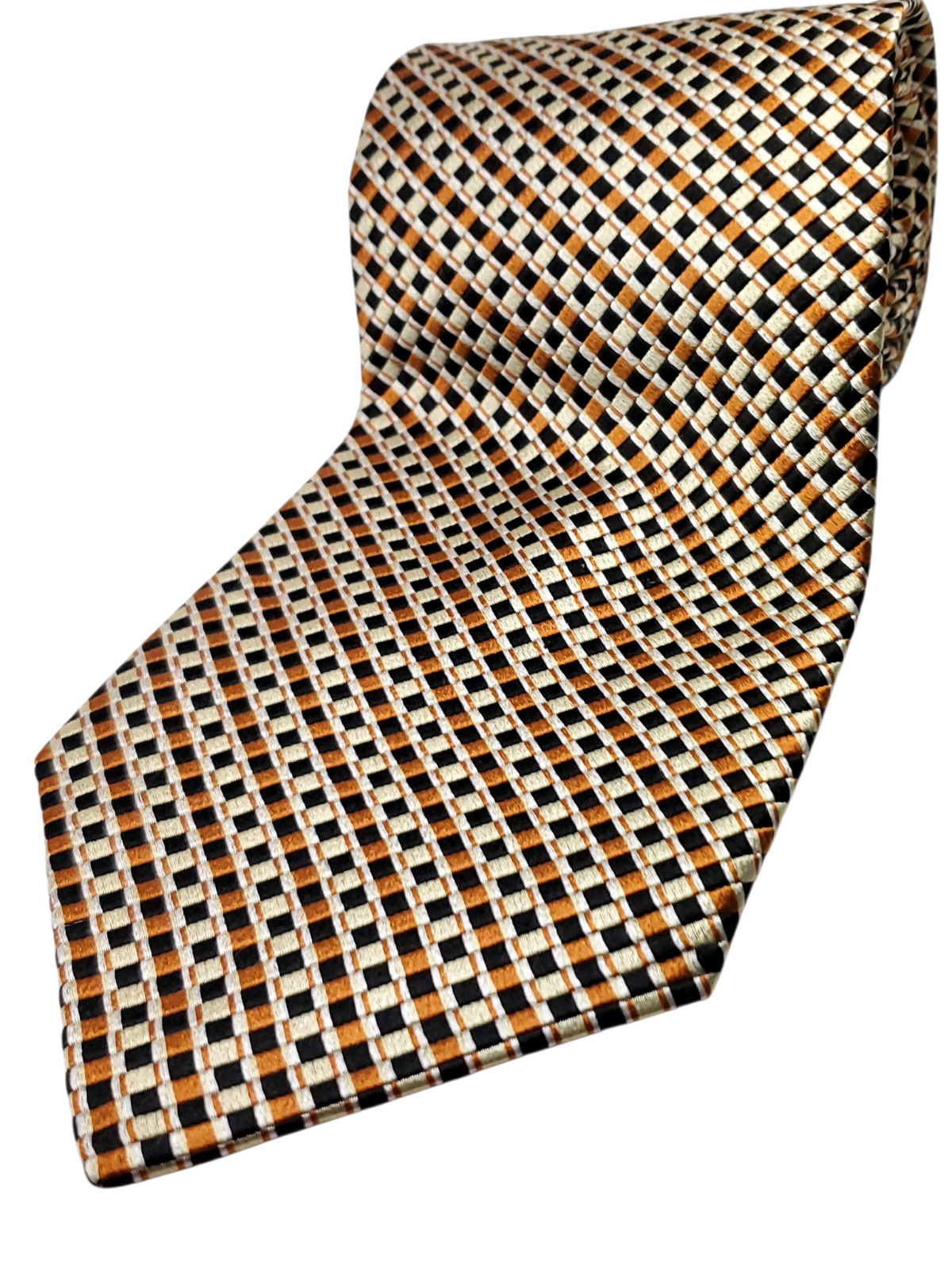 JOS A BANK made in100% Silk Tie Men’s Copper Brown Black Gold Beige Neutral NEW