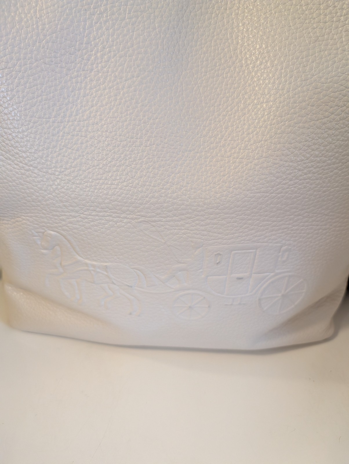 Coach Andy Tote CA165 Horse and Carriage Chalk Pebble Leather Shoulder Tote