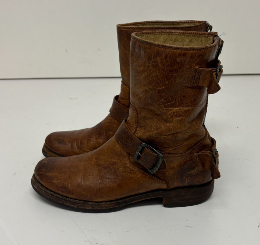 Frye Veronica Bootie Cognac Leather Rear Zip Women’s Boots US 6 B GREAT