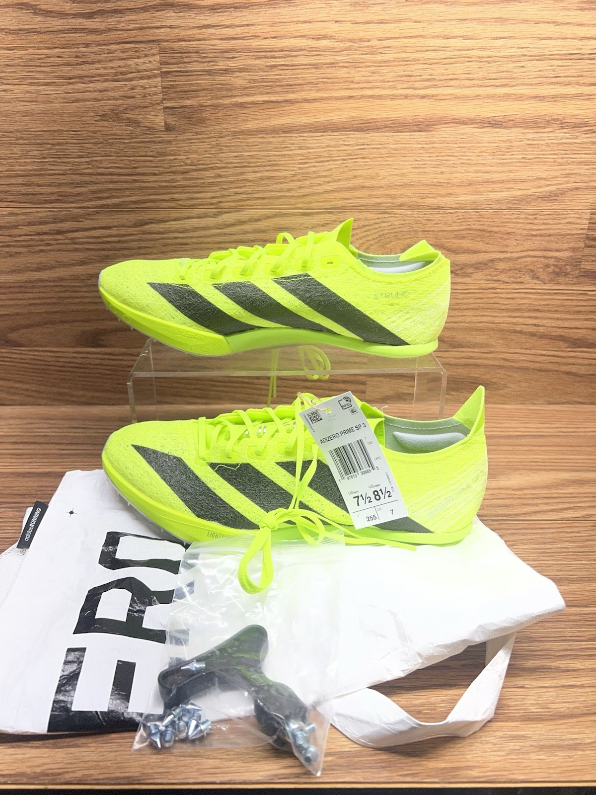 adidas Adizero Prime SP 3 Track Spikes Lucid Yellow Black Men’s Size 7.5 IH5800