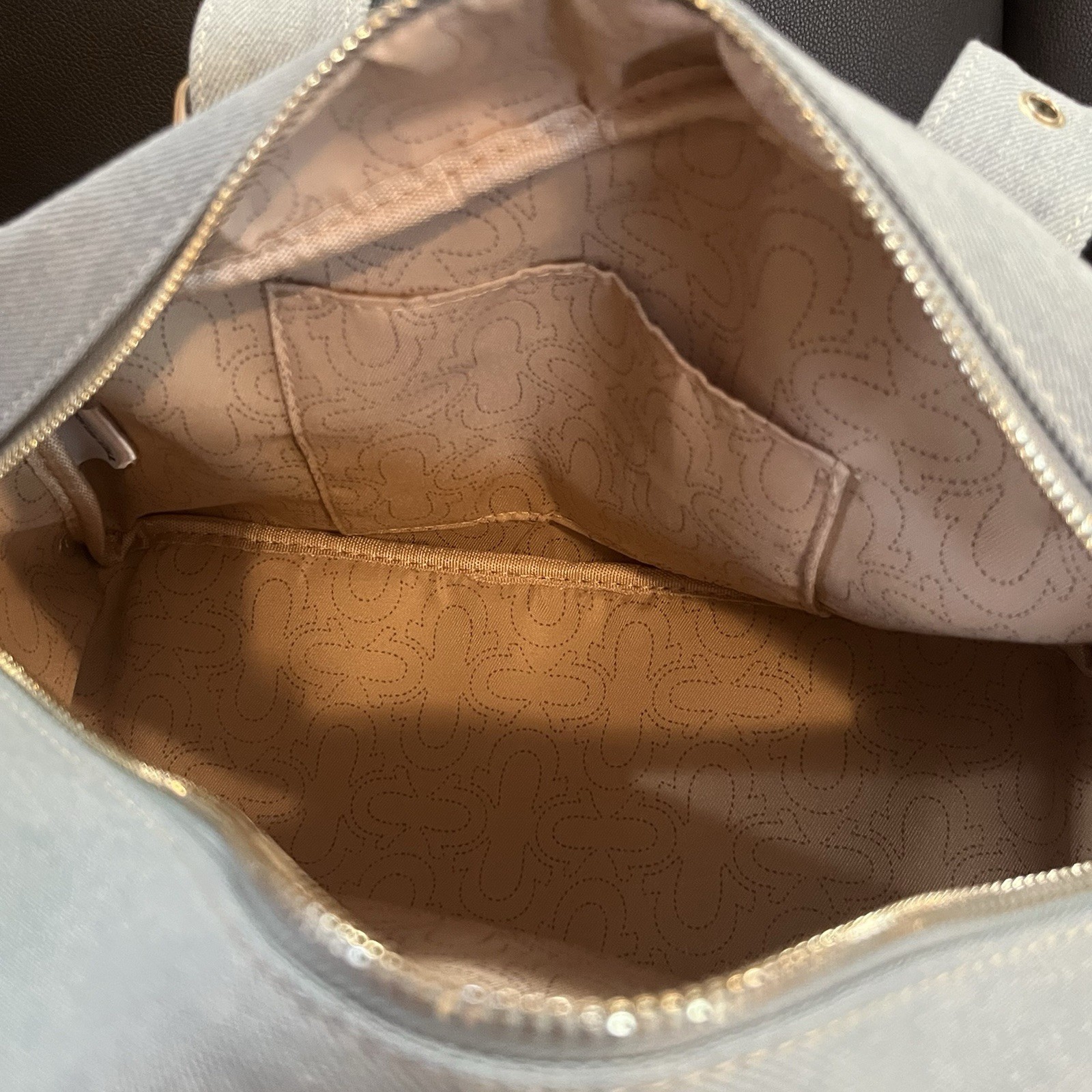 True Religion Light Blue Logo Satchel Top Handle Zip/Snap Gold Hardware Charm