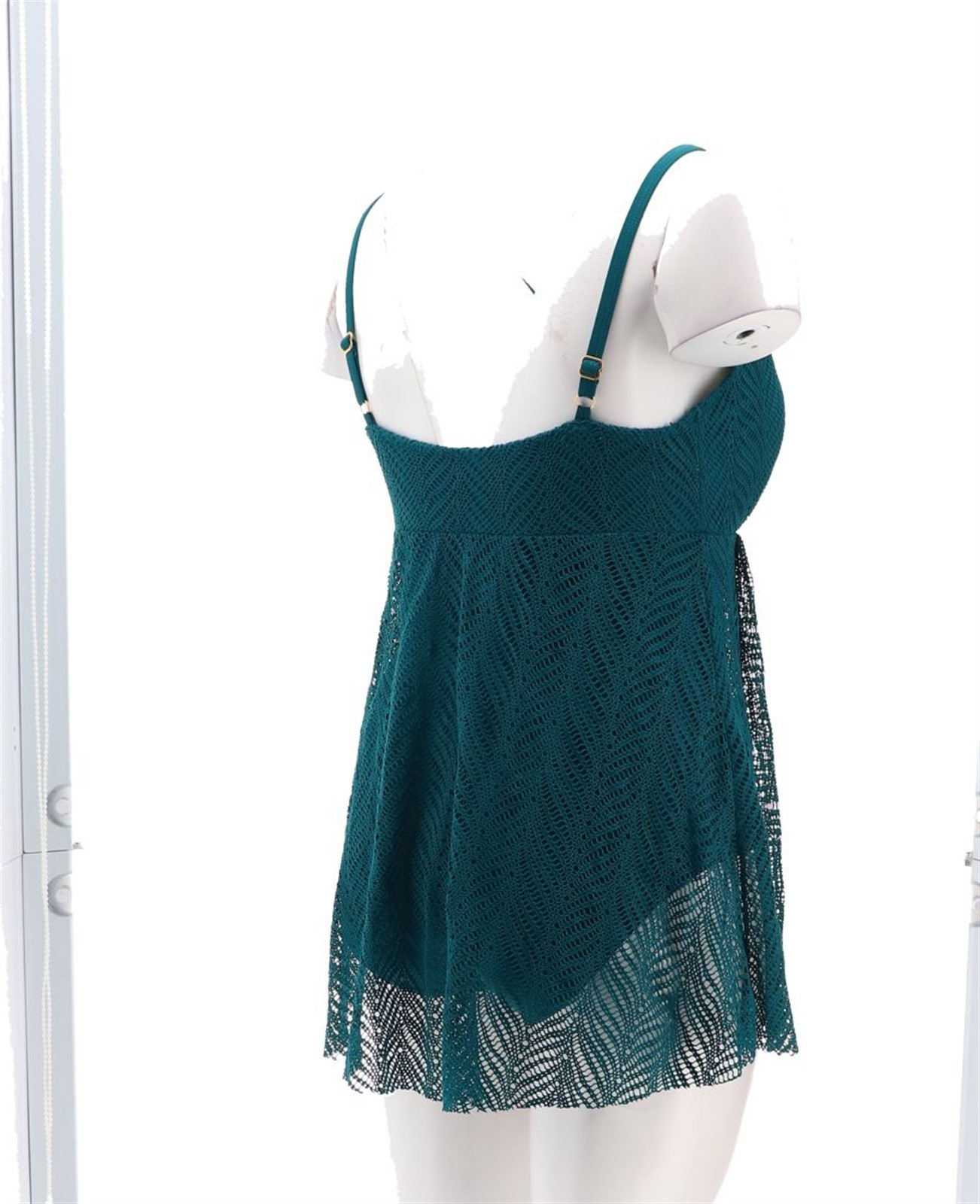 Kim Gravel Swimsuits All Swim Dress Crochet Overlay Moroccan Blue 14 NWOT (461)