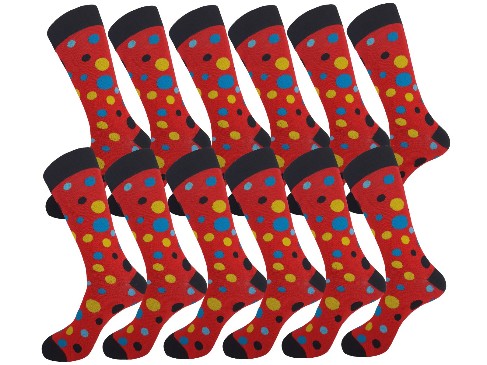 DRESS SOCKS RED BLACK POLKA DOTS COTTON SOCKS 10-13 TRUE TO SIZE