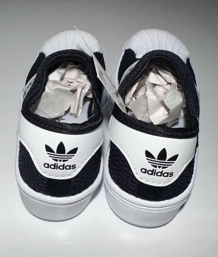 adidas Superstar SMR 360 C Boys Slip-On Shoes Black White Originals 11.5K NWT