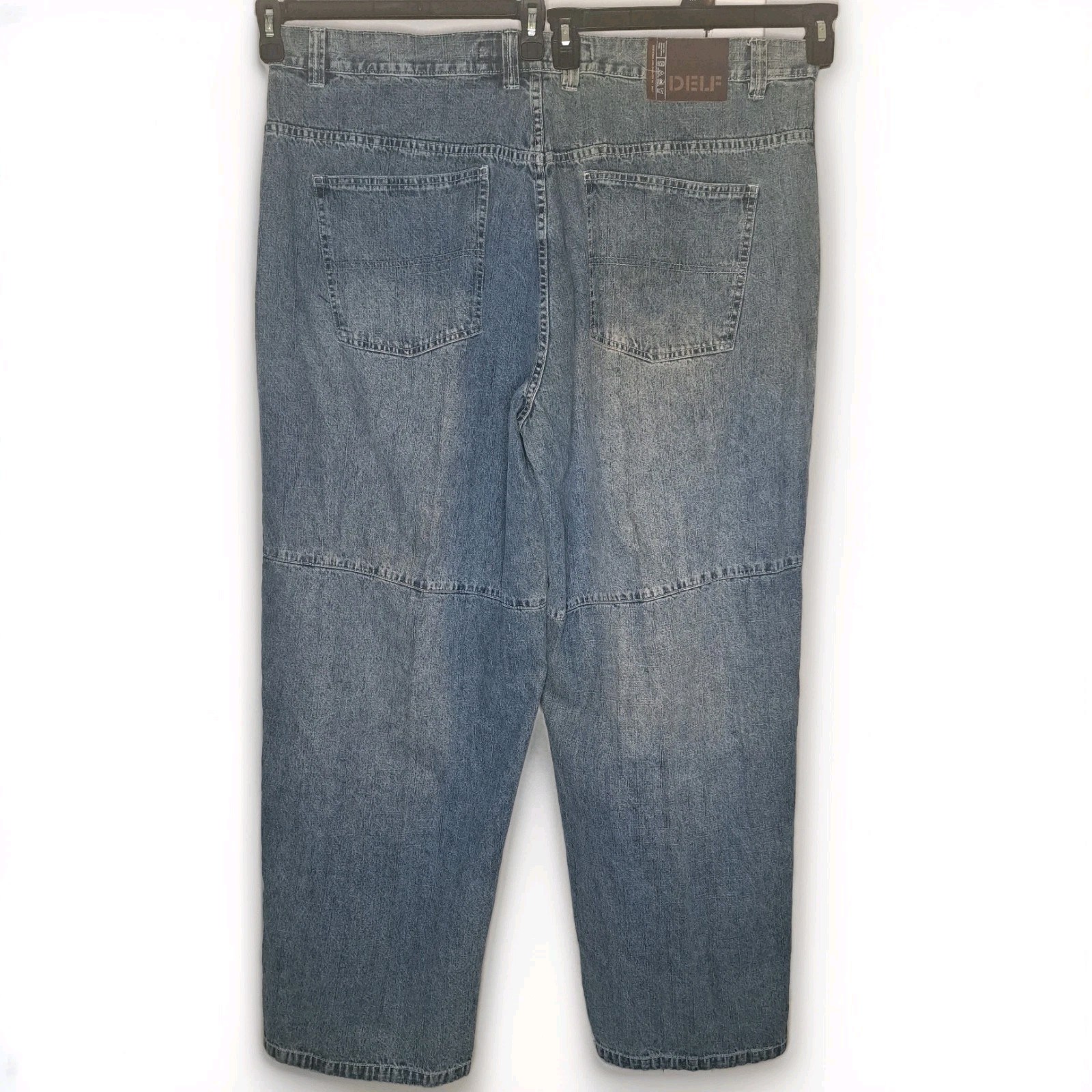 Delf Blue Jeans Size 44 x 34 (45) Mens Baggy Relaxed Snap Leg Denim Y2K Vintage