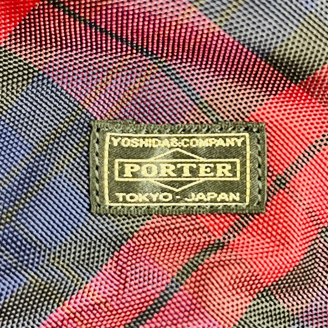 Porter Tote Shoulder 2WAY Reversible Navy Check