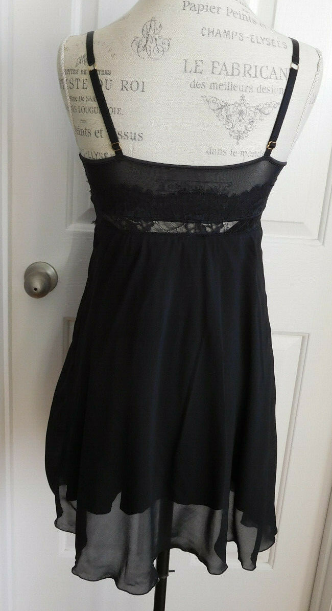 NWOT SUPER SOFT BLACK w/RED UNDERLAY & CHIFFON OVERLAY SOMA NIGHTGOWN XIZE XS