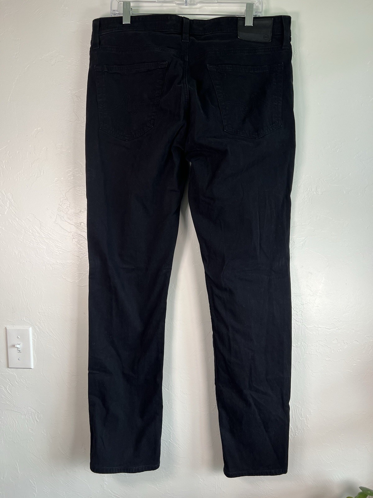 AG Adriano Goldschmied The Everett Slim Straight Black Jeans Mens 34×32