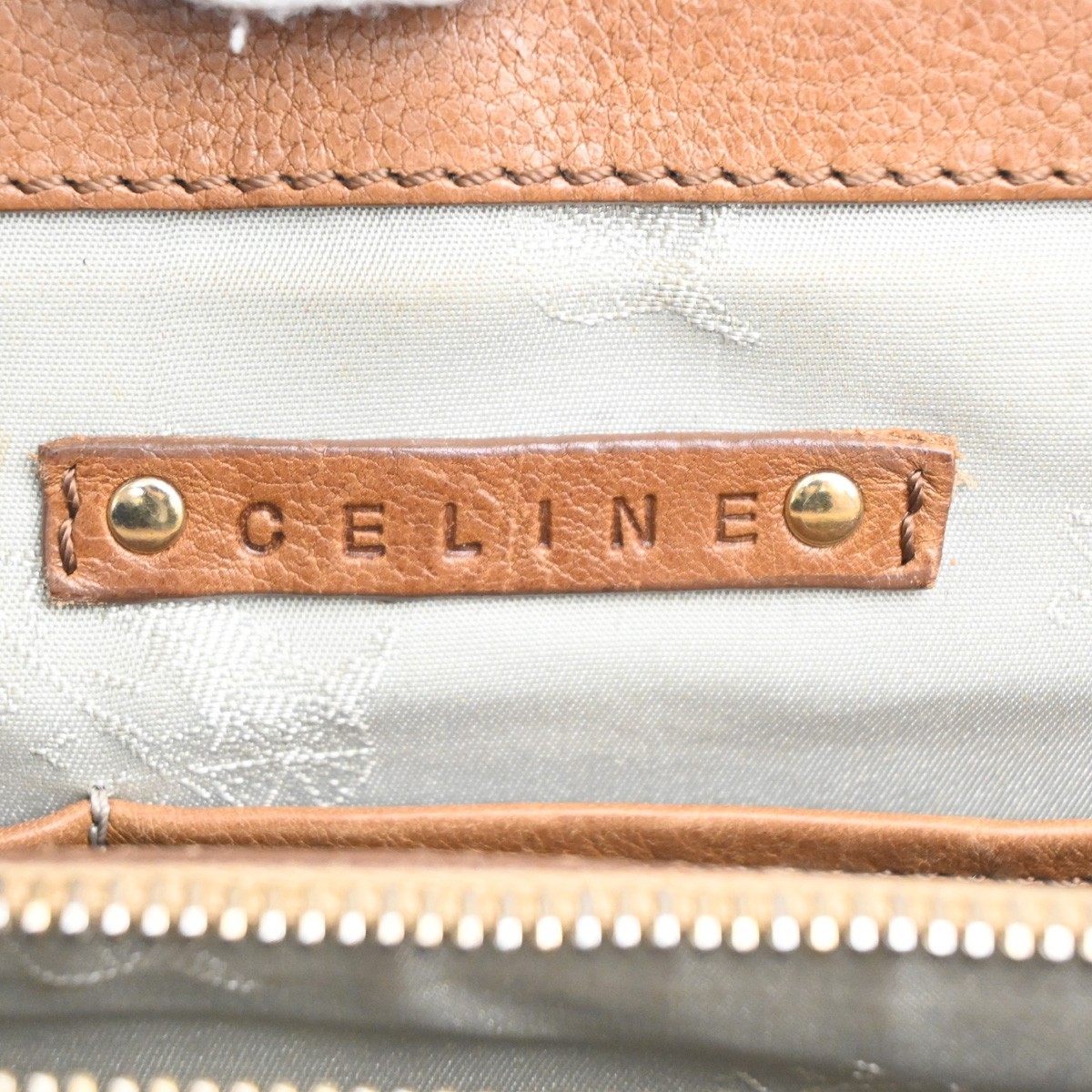 CELINE Logo Boogie Horse Carriage Hand Bag Leather Brown GHW Italy 32MA264