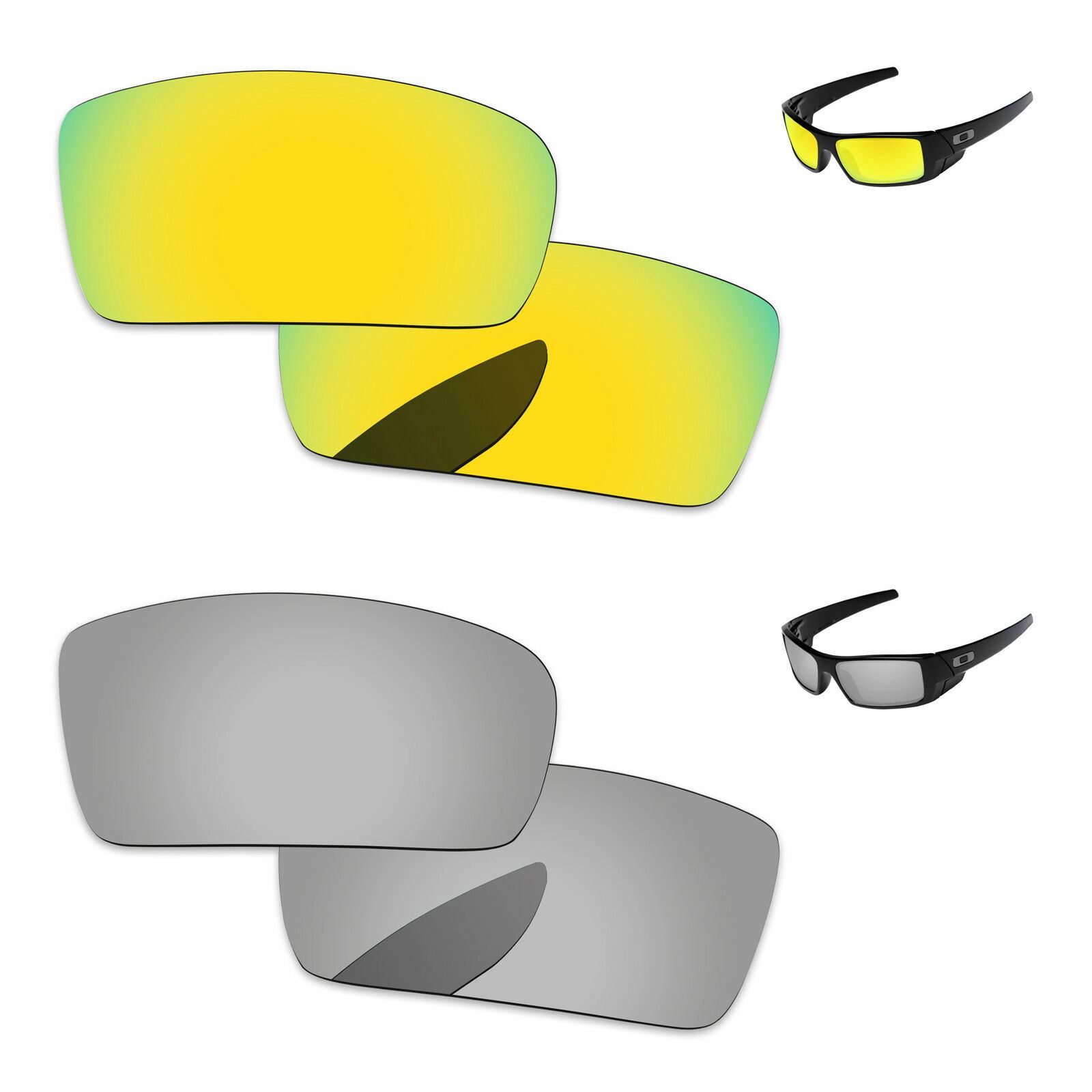 Lensology Silver Chrome & 24K Polarized Replacement Lenses For-Oakley Gascan