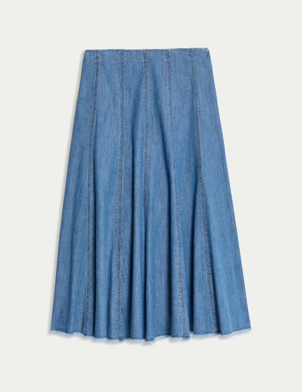 Marks & Spencer Womens Cotton Midi A Line Skirt in Denim – M&S