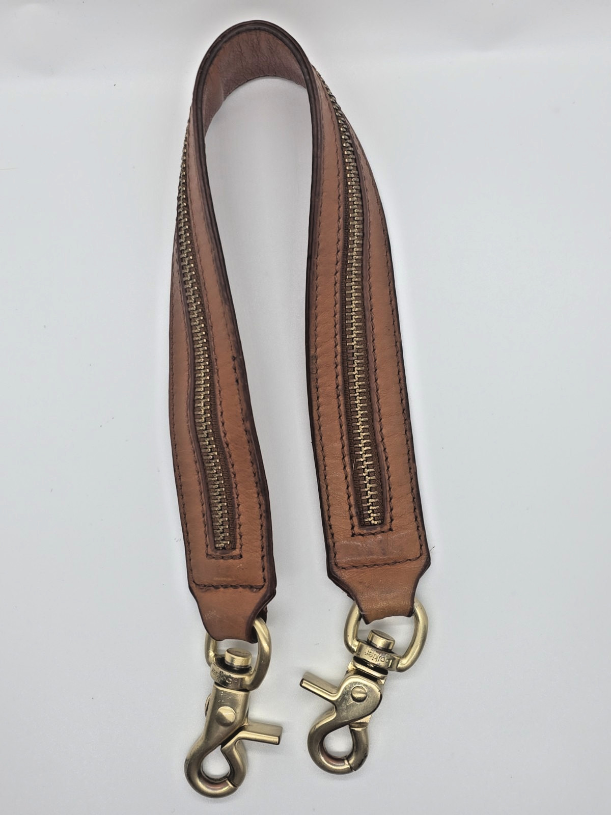 Botkier Tan Leather Zipper Accent Replacement Shoulder Strap Gold Tone Hardware