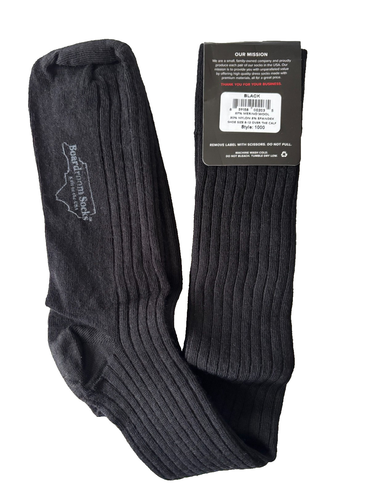 Boardroom Black Merino Wool Blend Over the Calf Dress Socks – Shoe Size 8-12
