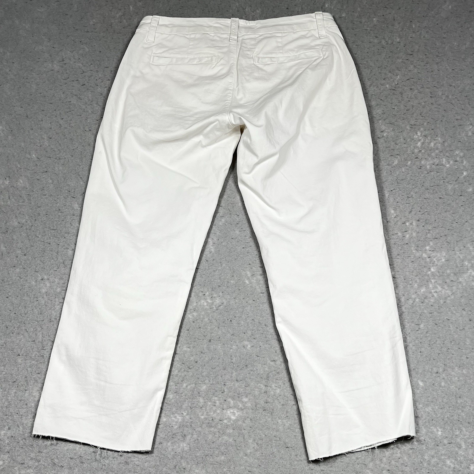 Frank & Eileen Pants 00 White Wicklow Italian Performance Chino Stretch Raw Hem
