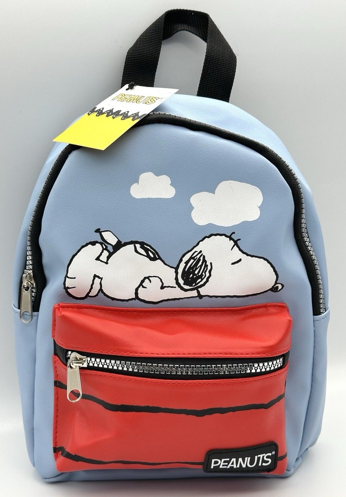 NWT Peanuts Snoopy Sleeping Faux Leather Blue Mini Backpack Purse Bag Diaper Bag