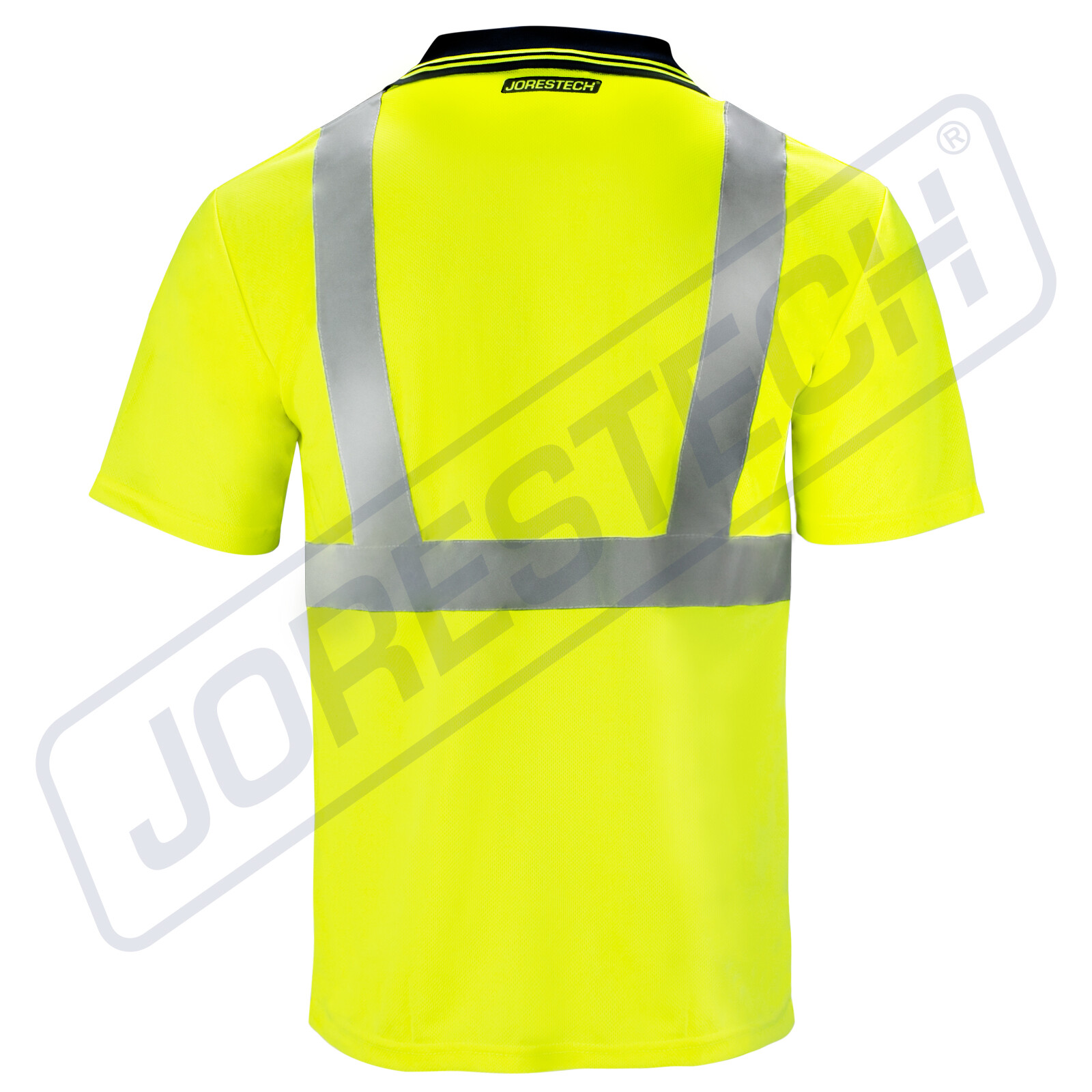 5 Pack Hi-Vis Lime Safety Workwear Short Sleeve Polo Shirt Top Reflective Tape