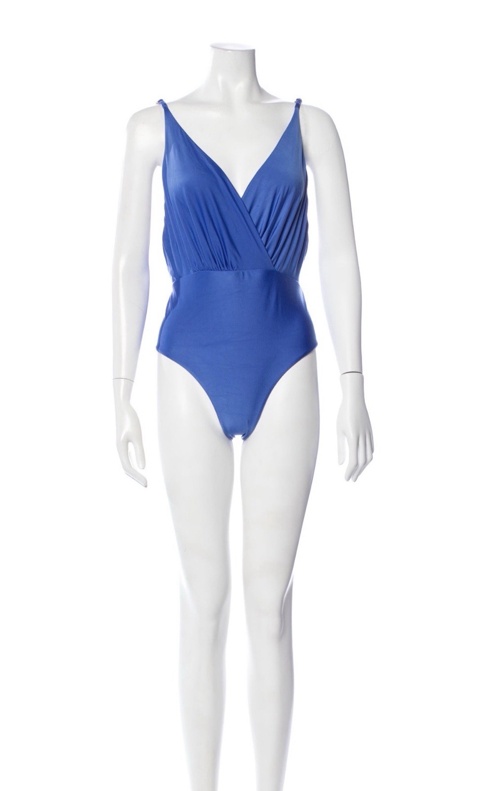 FARM Rio Blue Solid One Piece Swimsuit XL Beaded Adjustable Spaghetti Straps