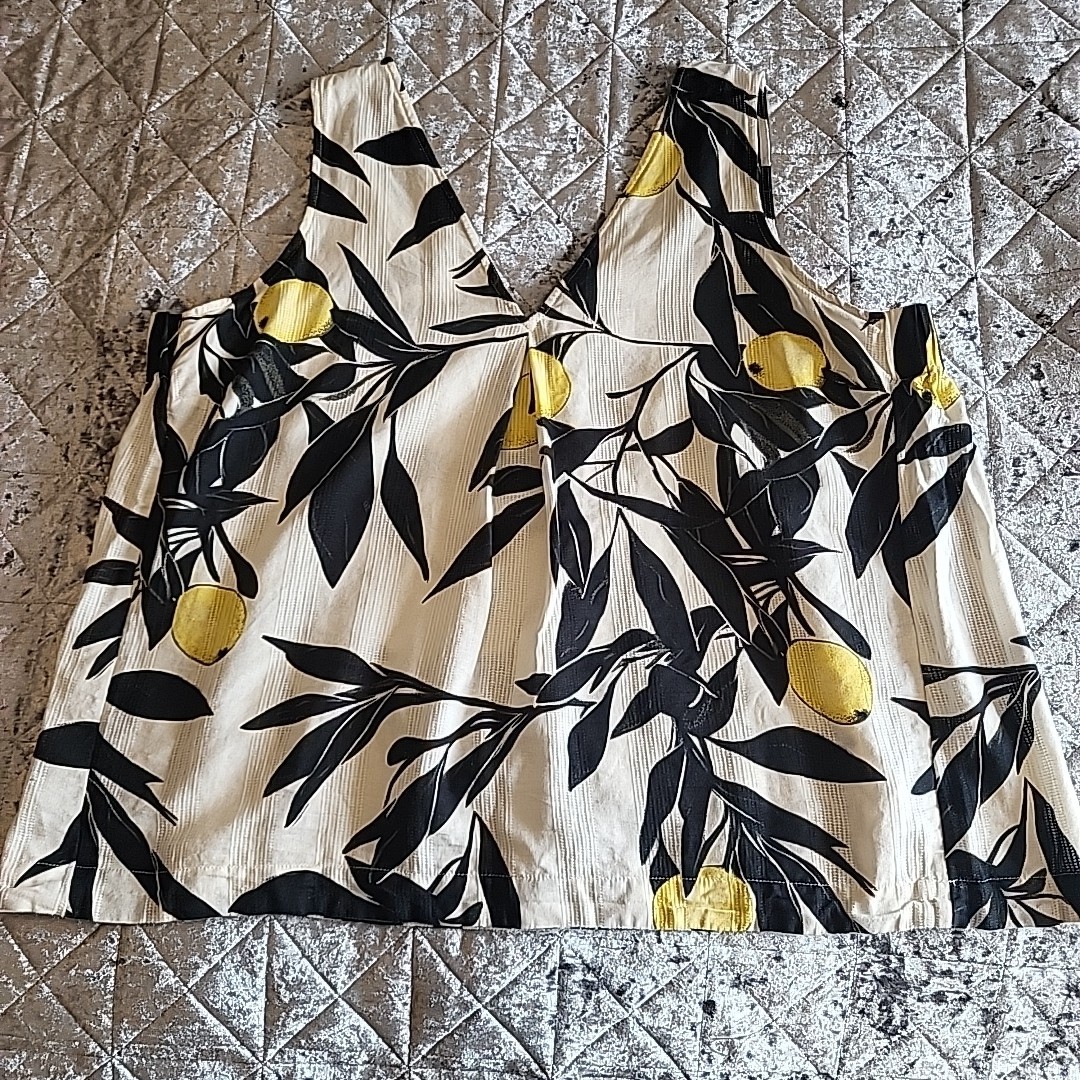 Next Lemon Floral Print Top Linen Cotton Blend Size 18 Summer Holiday Casual VGC