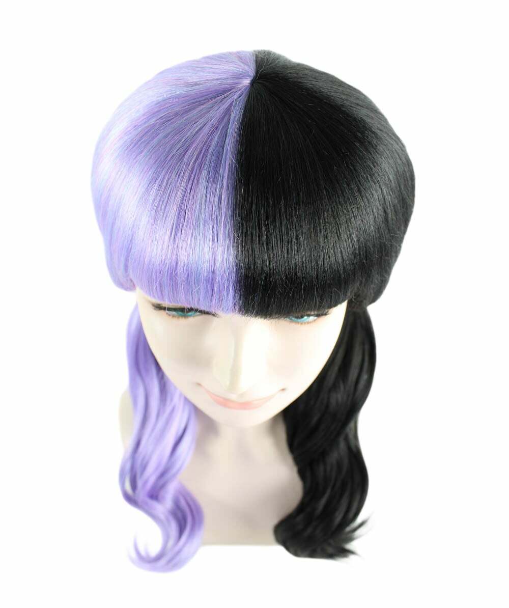 Melanie Martinez Purple Black Split Wavy Bob Wig Cosplay Costume Adult