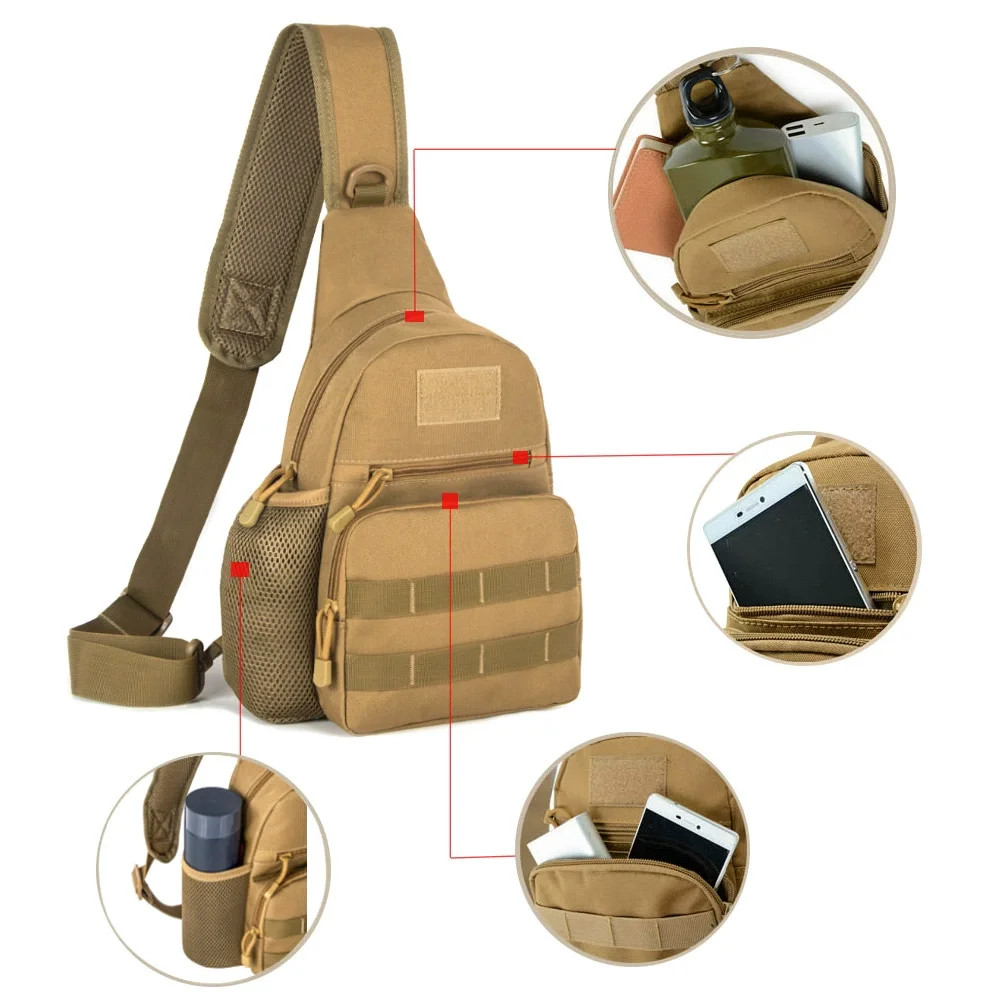 Tactical Shoulder Bag Nylon Molle Chest Sling Backpack Men Outdoor Hiking Campin