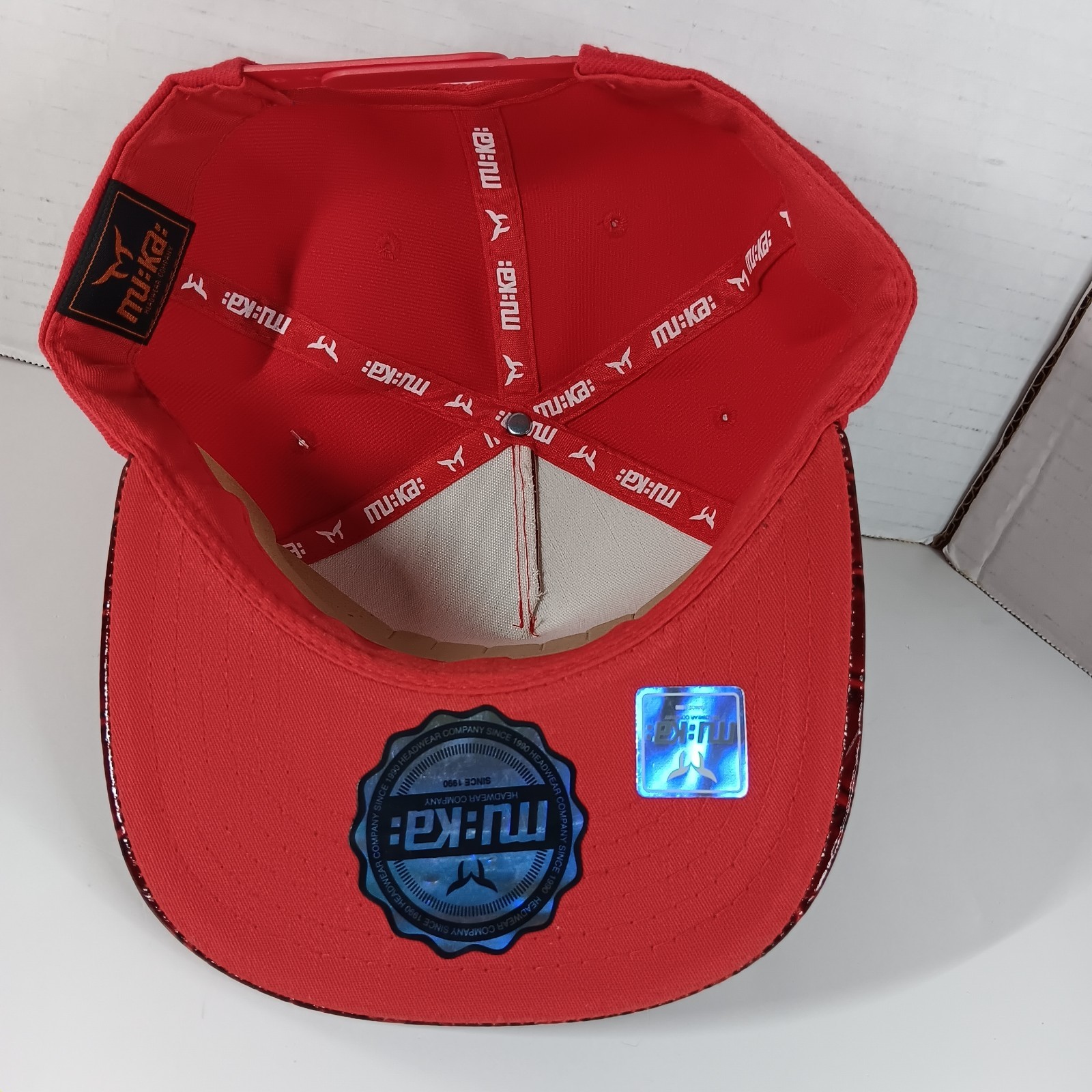 Muka Hat Reptile Animal Print Patent Leather Red Snapback Streetwear NWT