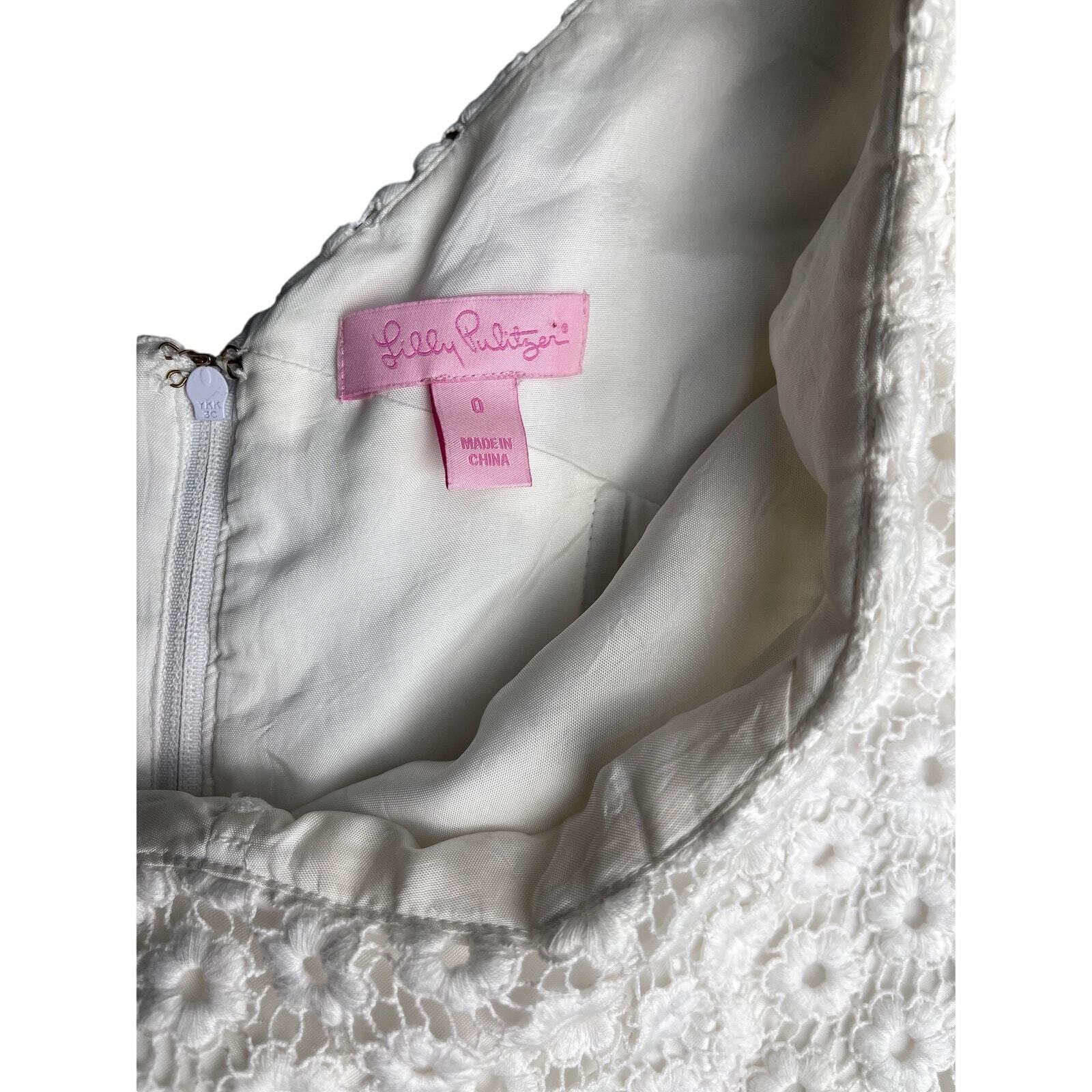 Lilly Pulitzer Resort White Daisy Truly Lace Whitaker One Shoulder Dress Size 0