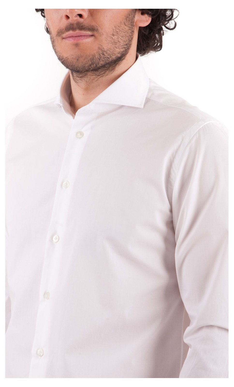 Brancaccio AB63801 SOLID COLOR SLIM FIT SHIRT-WHITE-PE17