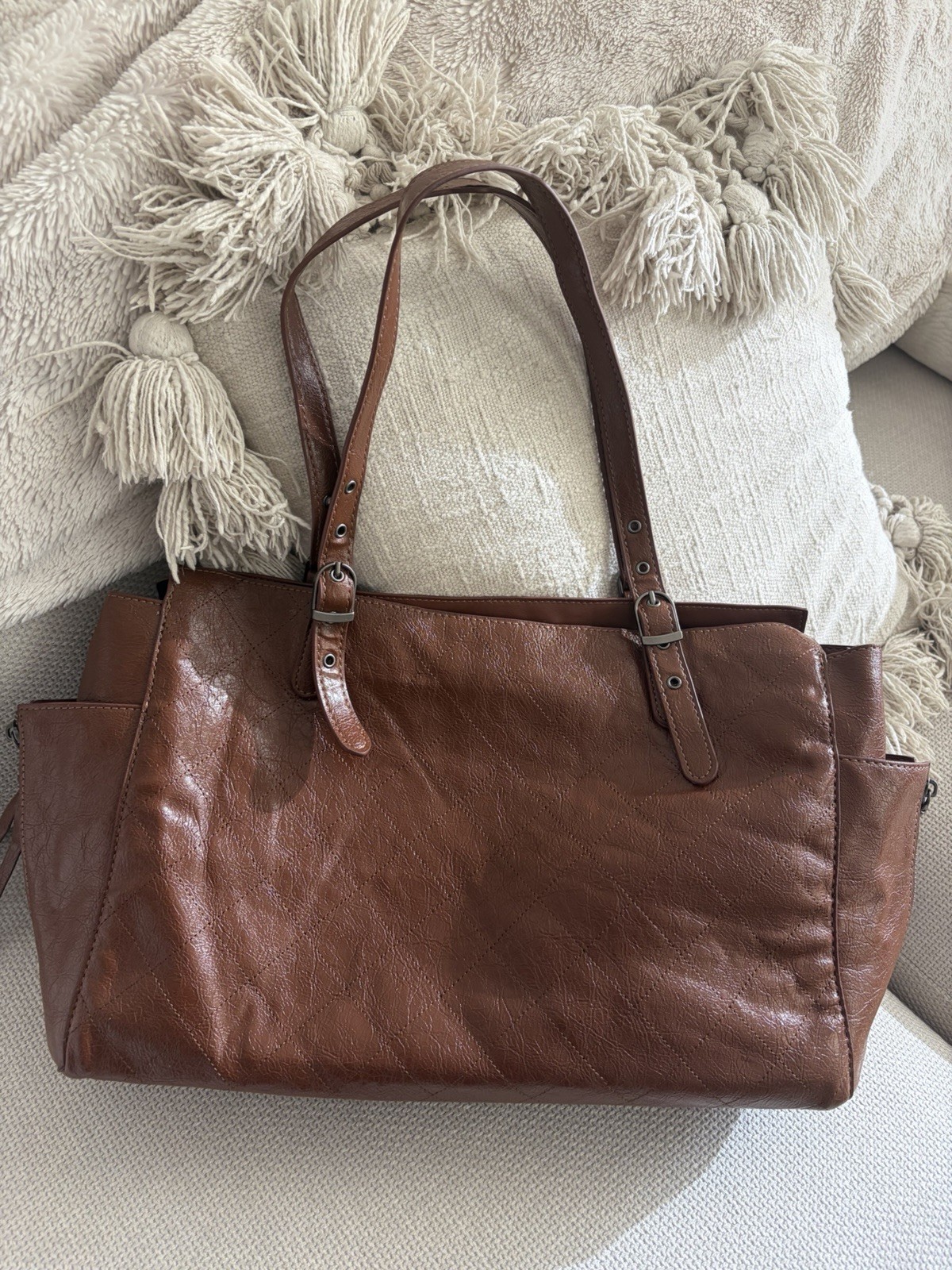Steve Madden Brown Large Distressed Vegan leather Bag