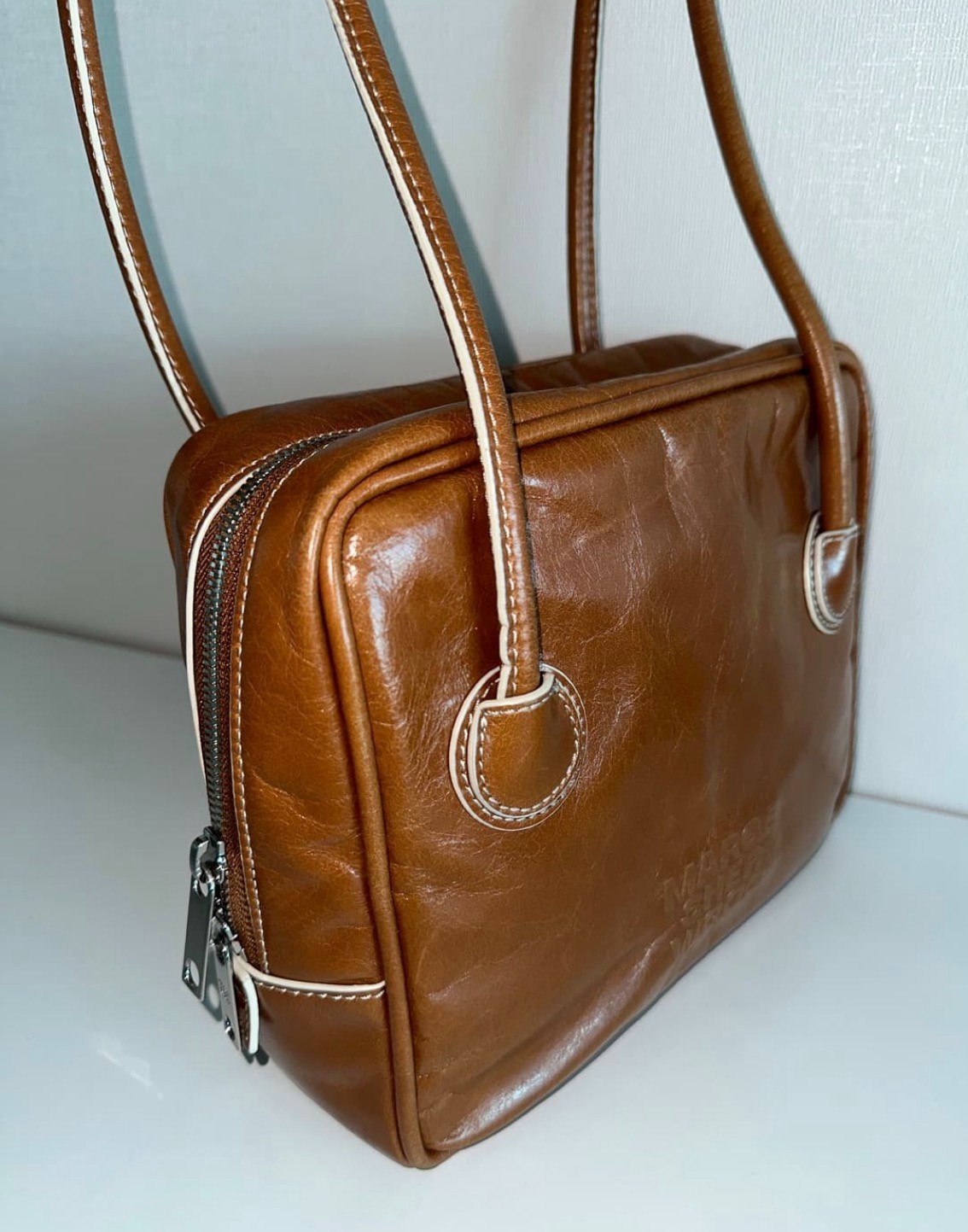 MARGE SHERWOOD PIPING Shoulder brown crinkle K-Designer Bag