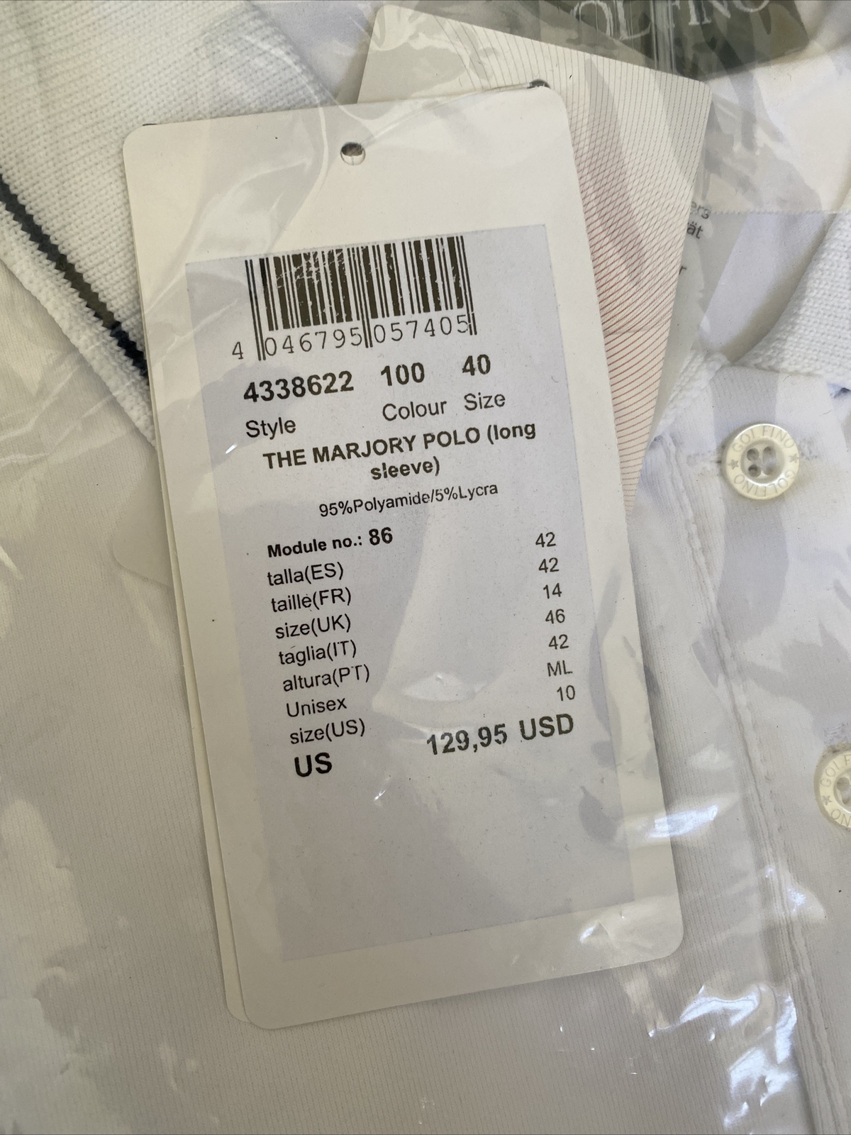 NWT GOLFINO Ladies MARJORY POLO 4338622 100 White Sz 2 4 6 8 10 12 14 16 18 NEW