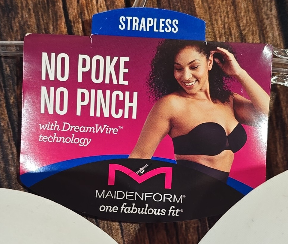 Maidenform DM2310 Full Coverage Strapless Bra Multi Wear White Soft No Poke 34D