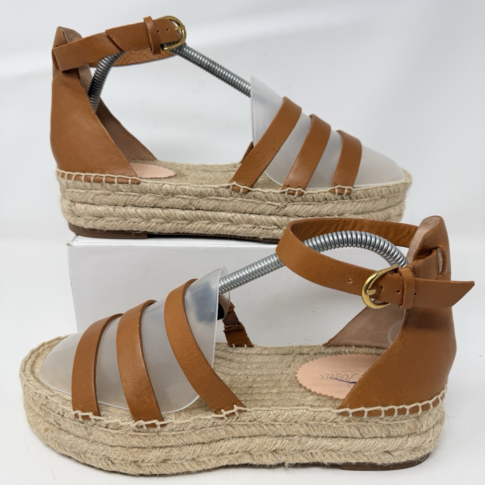 J Crew Grace Gladiator Espadrille Sandals Leather Platform Brown Womens 9