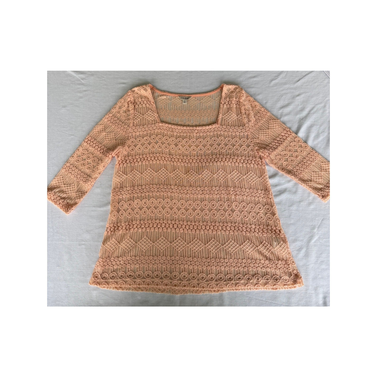 Boho Festival Cottagecore Hippie Lucky Brand Brand Crochet Lace Knit Top Size M