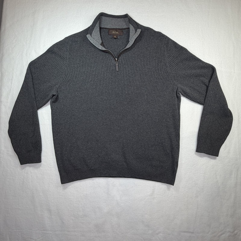 Tasso Elba 100% Cotton Pullover Knit Sweater Mens Size XL Blue Crewneck