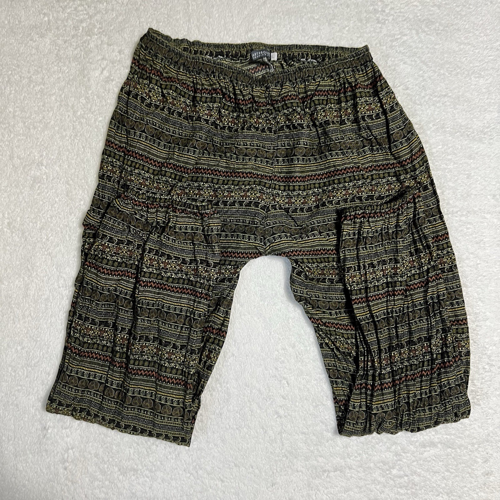 Earthbound Trading Co. Pants Womens L Green Floral BOHO Parachute Harem