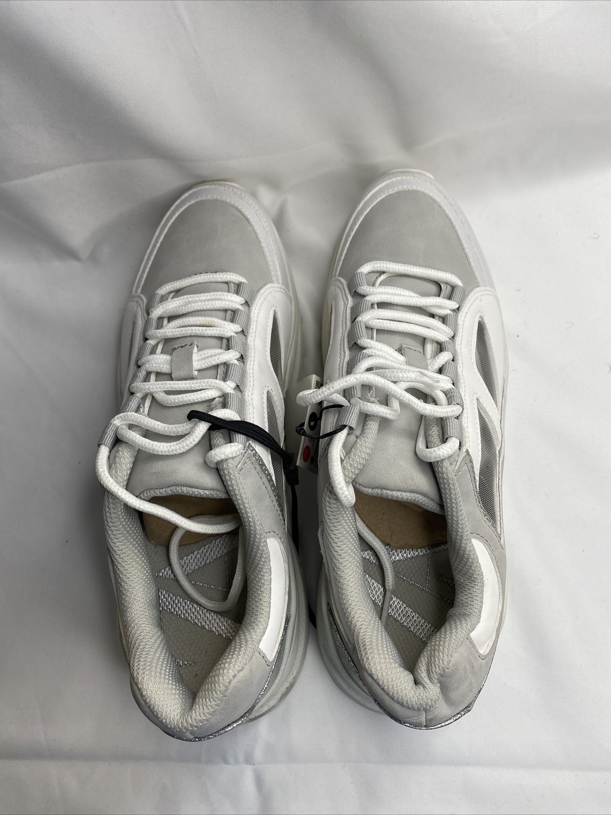 NEW ZARA White Silver Fashion SHINY MESH SNEAKERS Lace up USA 9 EU 40 K48