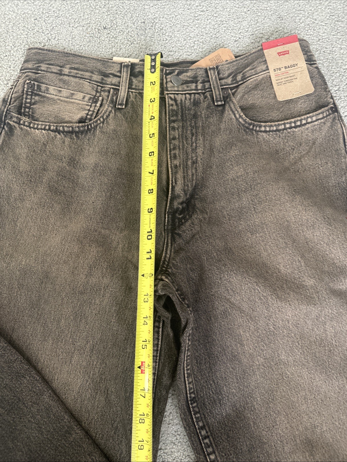 Levi ‘s 578 Baggy Throughout Denim Jeans Sz. 34Wx34L Brownish Dusty Gray New