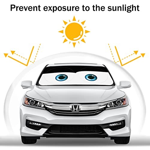 Car Windshield Sun Shade, Funny Eyes Sun Visor for Car Standard eyes-black