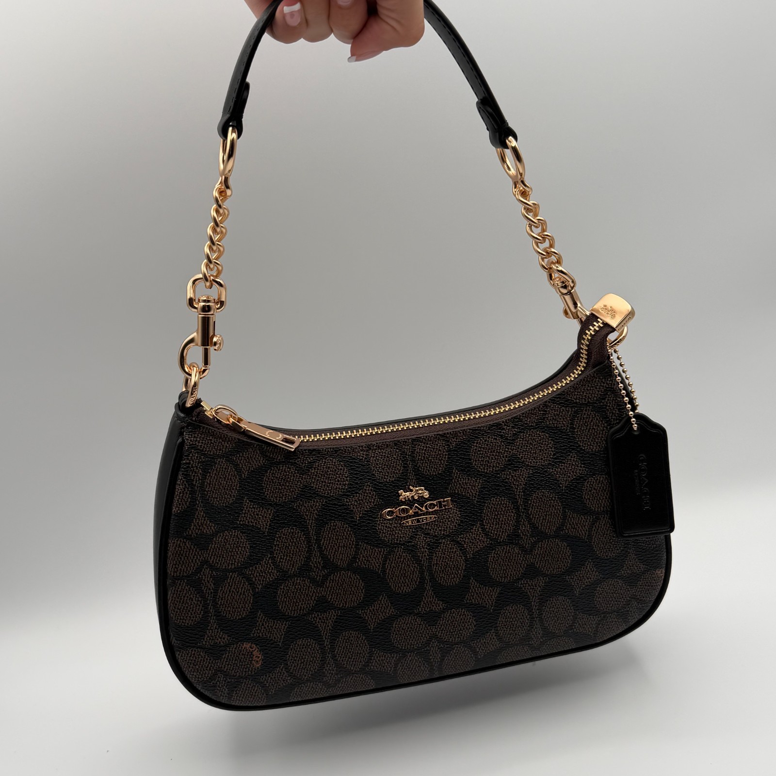 Coach Teri CV933 Brown Women’s Shoulder Bag Signature Canvas Purse