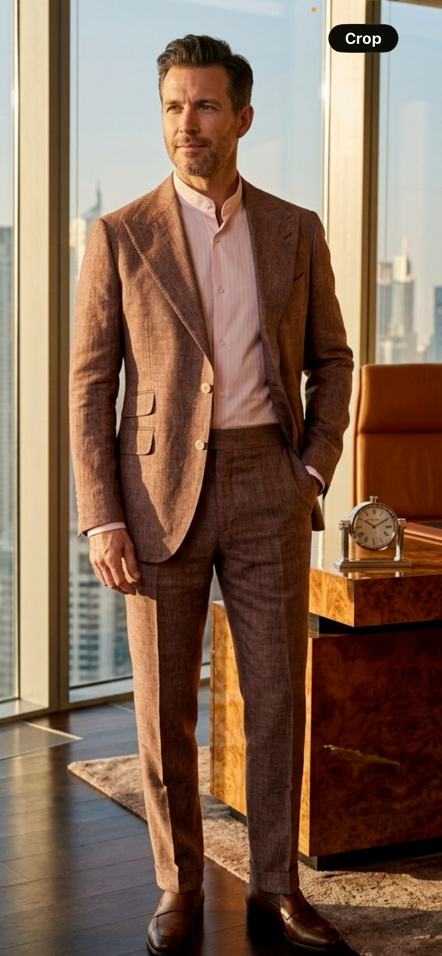 Plum 100% linen suit-made in Italy